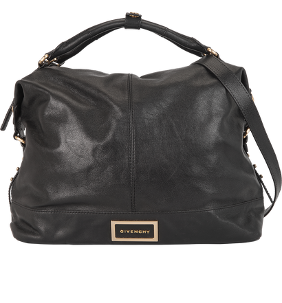 Zip Shoulder Bag, &pound;350, Handbags, Black, Leather, Front view